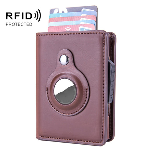 RFID Automatic Pop-Up Card Holder Multi-Function Locator Wallet For AirTag, x-80 Black, x-80 Brown, x-80 Apricot, x-80 Carbon Fiber, x-80 Blue