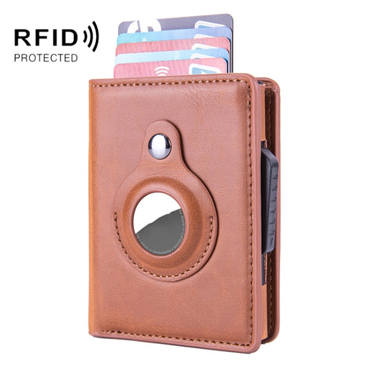 RFID Automatic Pop-Up Card Holder Multi-Function Locator Wallet For AirTag, x-80 Black, x-80 Brown, x-80 Apricot, x-80 Carbon Fiber, x-80 Blue