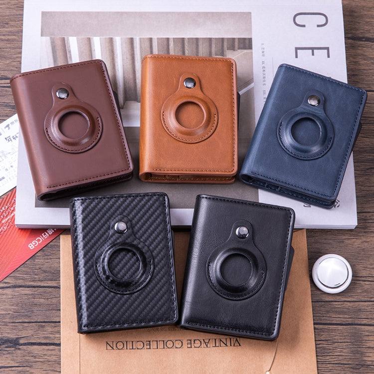 RFID Automatic Pop-Up Card Holder Multi-Function Locator Wallet For AirTag, x-80 Black, x-80 Brown, x-80 Apricot, x-80 Carbon Fiber, x-80 Blue