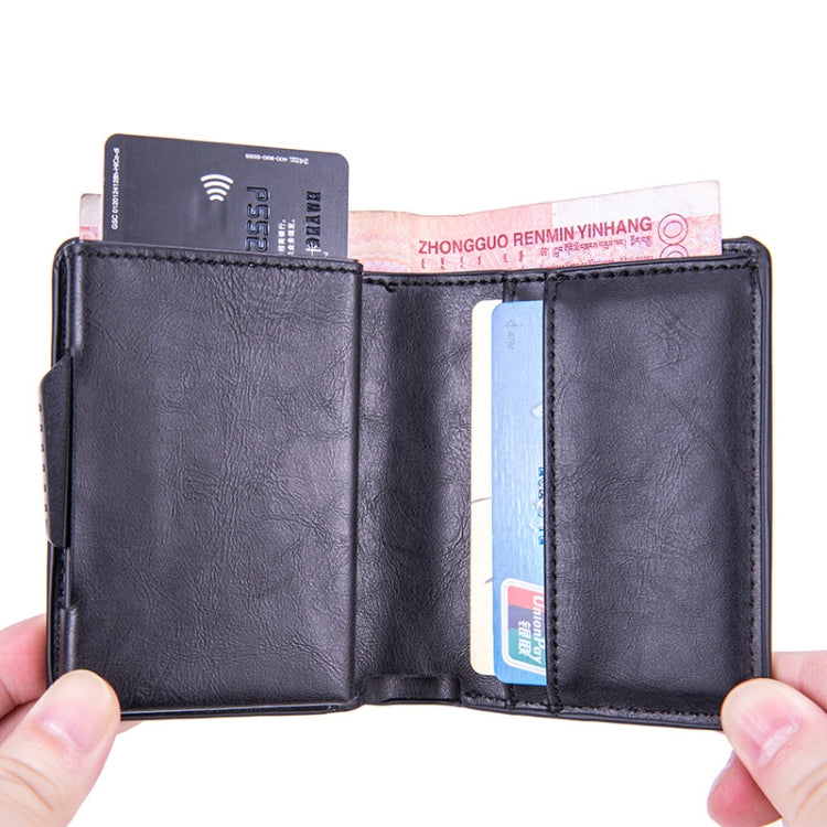 RFID Automatic Pop-Up Card Holder Multi-Function Locator Wallet For AirTag, x-80 Black, x-80 Brown, x-80 Apricot, x-80 Carbon Fiber, x-80 Blue