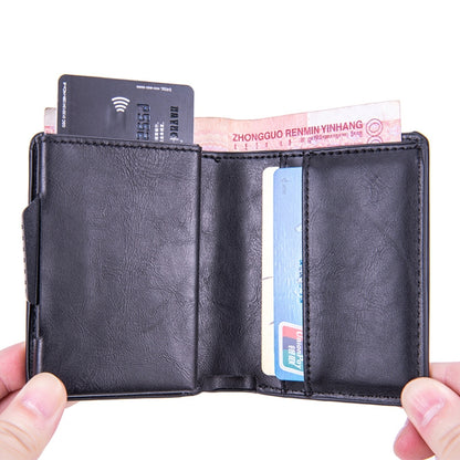 RFID Automatic Pop-Up Card Holder Multi-Function Locator Wallet For AirTag, x-80 Black, x-80 Brown, x-80 Apricot, x-80 Carbon Fiber, x-80 Blue