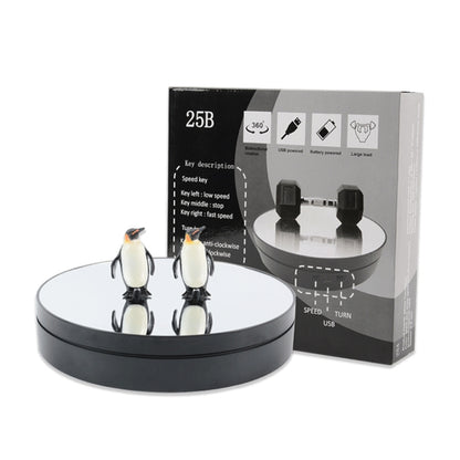 25cm Adjustable Speed Electric Rotating Display Stand Video Shooting Props Turntable, Black Mirror, White Mirror, Golden Mirror, Silver Mirror
