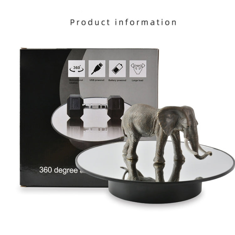 25cm USB Power Rotating Display Stand Video Shooting Props Turntable, Black Mirror, White Mirror, Golden Mirror, Silver Mirror, White+White Velvet, White+Black Velvet, White Bottom Frosted, Black Bottom Frosted, Black+Black Velvet