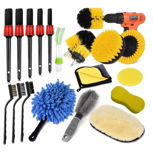 Brosse de nettoyage de jantes de voiture Brosse de détail intérieur, 19 pièces / ensemble