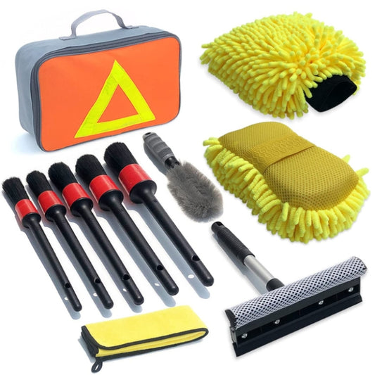 Brosse douce de détail et gants de lavage de voiture imperméables, 11 PIÈCES / ensemble