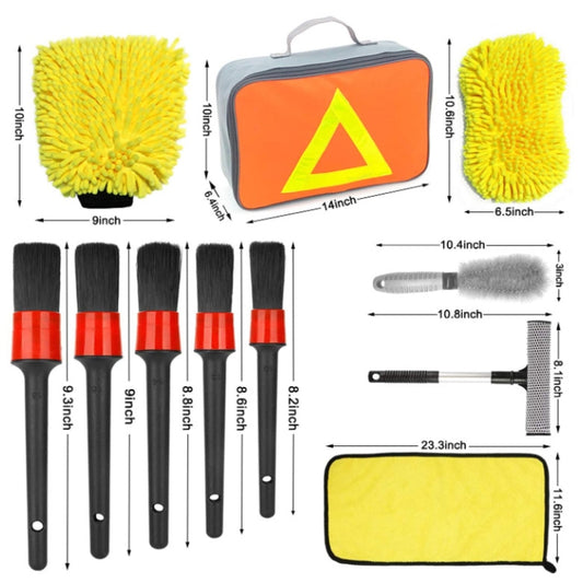 Brosse douce de détail et gants de lavage de voiture imperméables, 11 PIÈCES / ensemble
