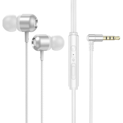 2 PCS TS6000 3.5mm Metal Elbow In-Ear Wired Control Earphone with Mic, White, Red, Green, Black