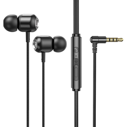 2 PCS TS6000 3.5mm Metal Elbow In-Ear Wired Control Earphone with Mic, White, Red, Green, Black