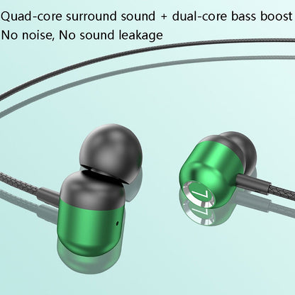 2 PCS TS6000 3.5mm Metal Elbow In-Ear Wired Control Earphone with Mic, White, Red, Green, Black