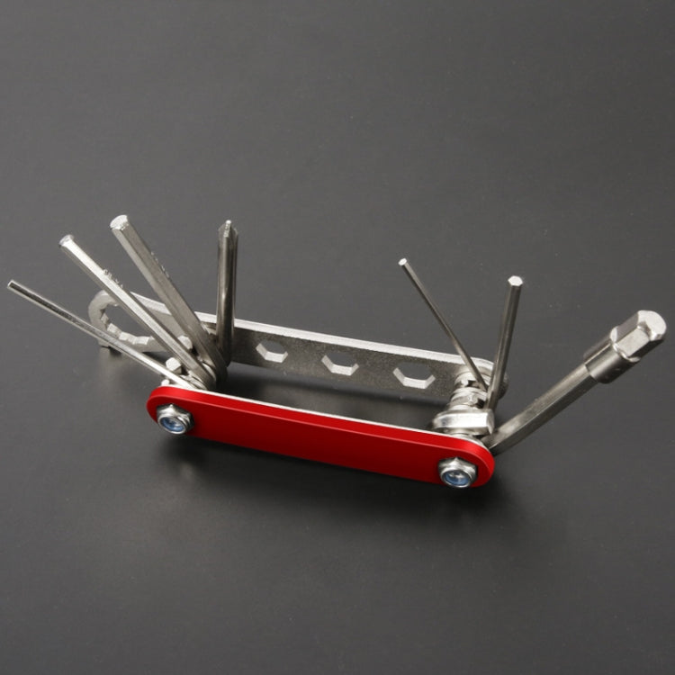 Outil de réparation portable 12-en-1 pour vélo, noir, rouge, bleu