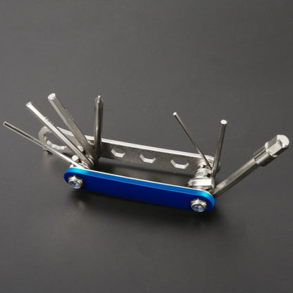 Outil de réparation portable 12-en-1 pour vélo, noir, rouge, bleu