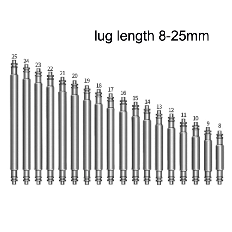 8-25mm Strap Connecting Shaft Stainless Steel Watch Spring Bar, 144 PCS / Set, 270 PCS / Set, 360 PCS / Set with Ear Batch