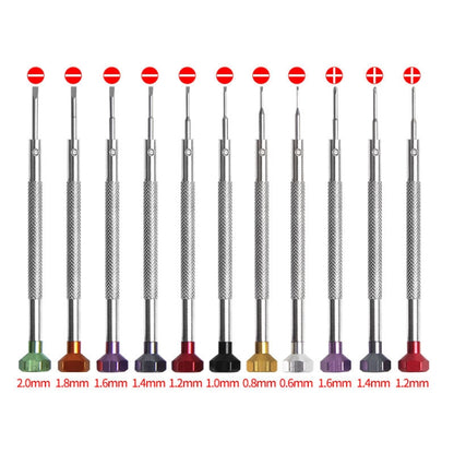 3 PCS LSD5075 Color Screwdriver Watch Repair Tool, 0.6mm Word, 0.8mm Word, 1.0mm Word, 1.2mm Word, 1.4mm Word, 1.6mm Word, 1.8mm Word, 2.0mm Word, 1.2mm Crosshead, 1.4mm Crosshead, 1.6mm Crosshead