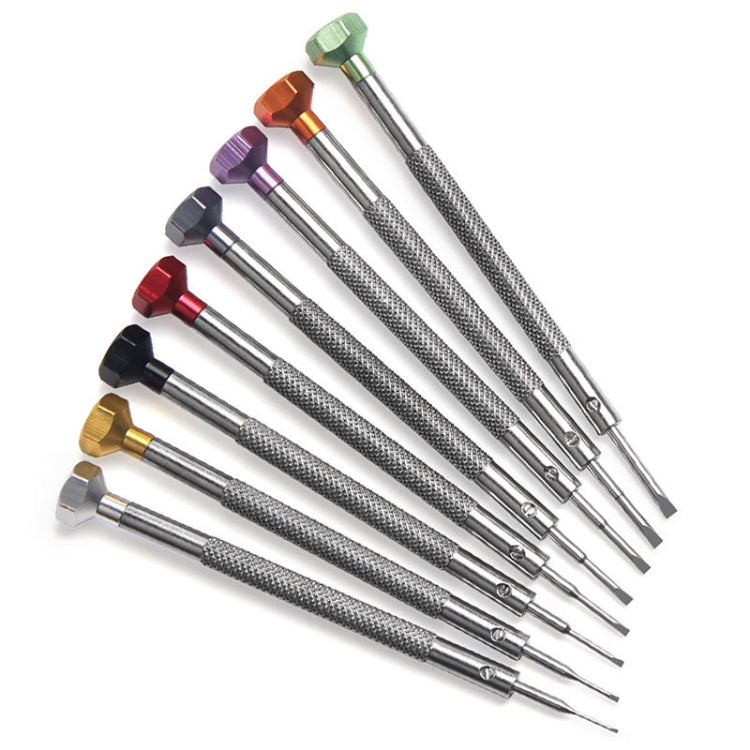 3 PCS LSD5075 Color Screwdriver Watch Repair Tool, 0.6mm Word, 0.8mm Word, 1.0mm Word, 1.2mm Word, 1.4mm Word, 1.6mm Word, 1.8mm Word, 2.0mm Word, 1.2mm Crosshead, 1.4mm Crosshead, 1.6mm Crosshead