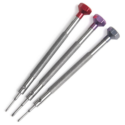 3 PCS LSD5075 Color Screwdriver Watch Repair Tool, 0.6mm Word, 0.8mm Word, 1.0mm Word, 1.2mm Word, 1.4mm Word, 1.6mm Word, 1.8mm Word, 2.0mm Word, 1.2mm Crosshead, 1.4mm Crosshead, 1.6mm Crosshead