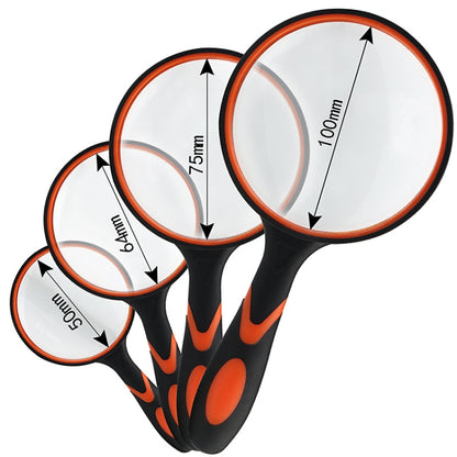 10X HD Optical Lens Handheld Magnifying Glass, 10X (75mm), 10X (100mm), 10X (50mm), 10X (65mm)