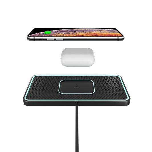 C1-PRO 2 في 1 قاعدة شحن لاسلكي للسيارة مانعة للانزلاق مع إضاءة، متوافقة مع AirPods / iPhone، لون أسود C1PRO