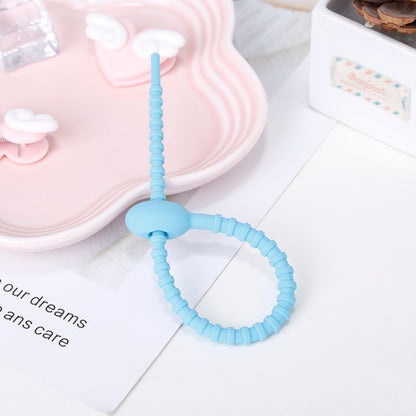 20 PCS Silicone Data Cable Storage Strap Cable Organizer, 21cm Green, 21cm Blue, 21cm Orange, 21cm Pink, 21cm Brown, 21cm Grey, 21cm Yellow, 21cm Red