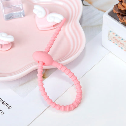 20 PCS Silicone Data Cable Storage Strap Cable Organizer, 21cm Yellow, 21cm Red, 21cm Green, 21cm Blue, 21cm Orange, 21cm Pink, 21cm Brown, 21cm Grey