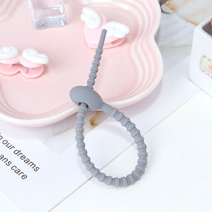 20 PCS Silicone Data Cable Storage Strap Cable Organizer, 21cm Orange, 21cm Pink, 21cm Brown, 21cm Grey, 21cm Yellow, 21cm Red, 21cm Green, 21cm Blue
