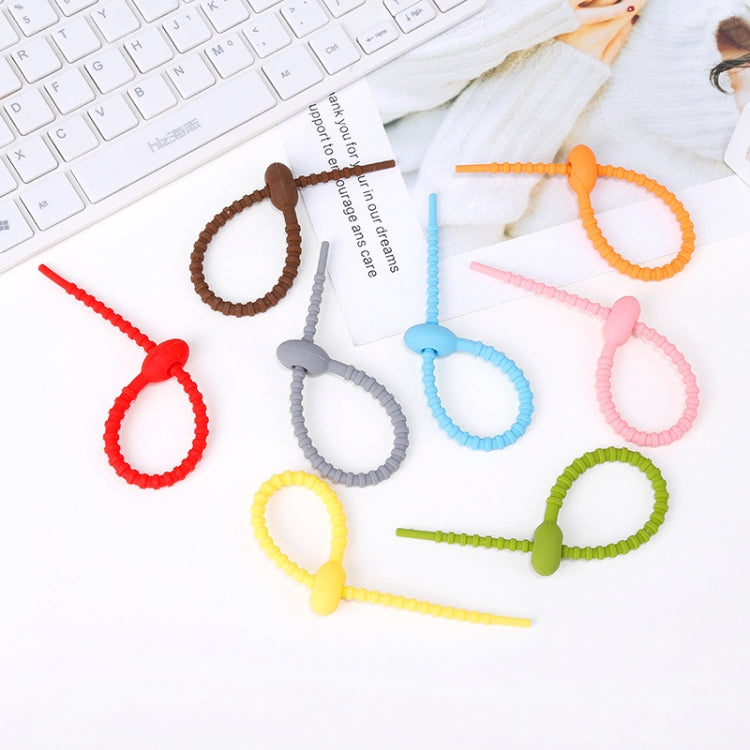 20 PCS Silicone Data Cable Storage Strap Cable Organizer, 21cm Yellow, 21cm Red, 21cm Green, 21cm Blue, 21cm Orange, 21cm Pink, 21cm Brown, 21cm Grey