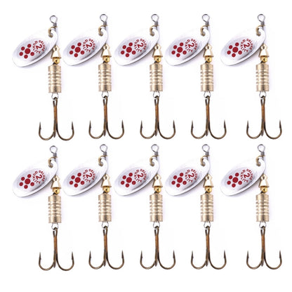 10 PCS HENGJIA SP054 6.7cm / 7g Paillettes d'Eau Douce Leurre de Route, Argent, Or, Or+Argent, Rayures Vertes, Point Noir Or, Cuivre