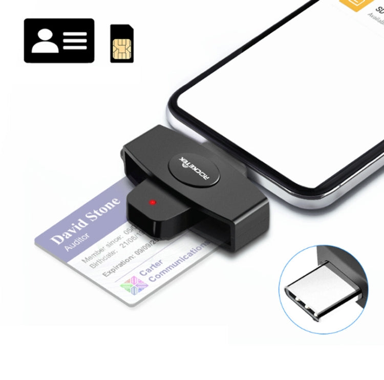 Lecteur de carte à puce Rocketek CSCR3 Type-C Lecteur de carte CAC/SIM/IC/ID pour déclarations fiscales bancaires