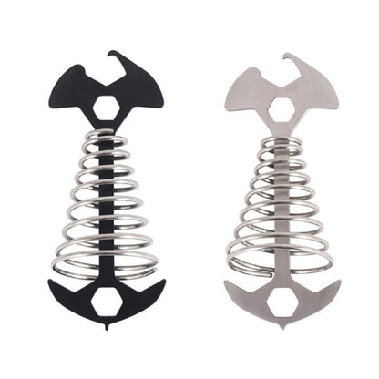 5 PCS 4 in 1 Outdoor Camping Fishbone Nail Spring Hook Wind Rope Buckle