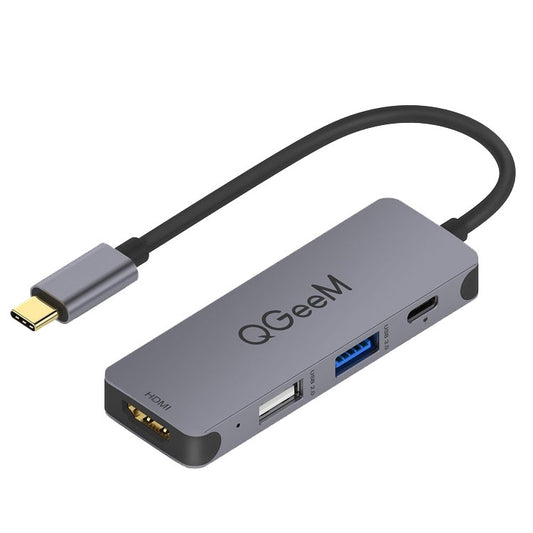 QGeeM UH04-1 4 In 1 USB 3.0 Multifunction Type-C Extension HUB Adapter, 4 In 1