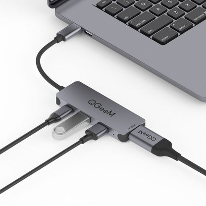 QGeeM UH04-1 4 In 1 USB 3.0 Multifunction Type-C Extension HUB Adapter, 4 In 1