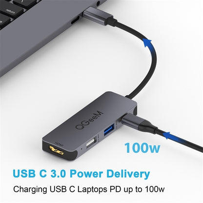 QGeeM UH04-1 4 In 1 USB 3.0 Multifunction Type-C Extension HUB Adapter, 4 In 1