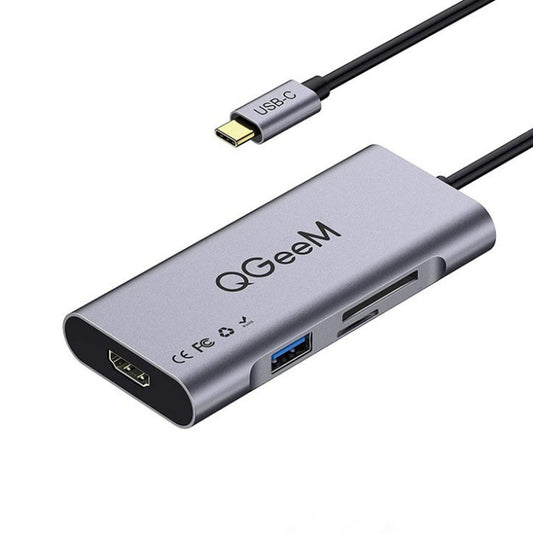 QGeeM 7 In 1 Multifunctional USB3.0 TYPE-C Extension HUB Adapter, QG-UH07-3(7 In 1)