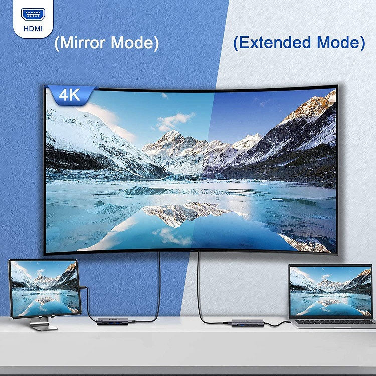 QGeeM 7 In 1 Multifunctional USB3.0 TYPE-C Extension HUB Adapter, QG-UH07-3(7 In 1)