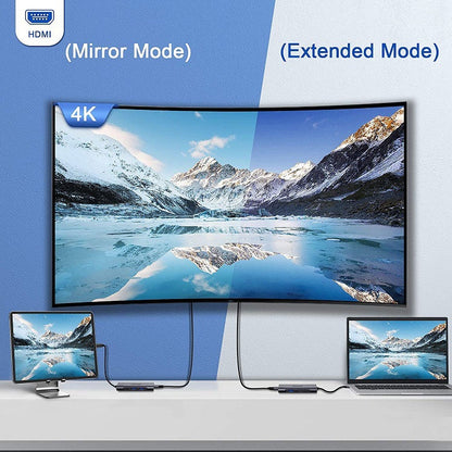 QGeeM 7 In 1 Multifunctional USB3.0 TYPE-C Extension HUB Adapter, QG-UH07-3(7 In 1)