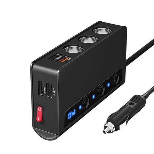 Chargeur allume-cigare 3 en 1 TR24 avec interrupteur indépendant, TR24 (Noir), TR24 (Noir Rouge)