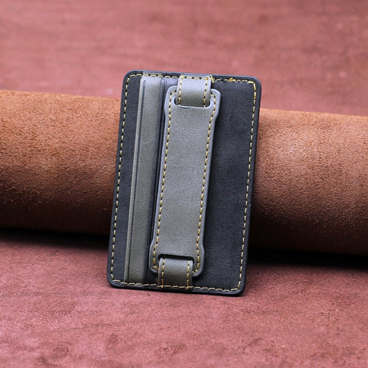 2 PCS Leather Phone Card Sleeve Back Sticker Wrist Pull Strap Holder, Card Sleeve Black, Card Sleeve Brown, Card Sleeve Blue, Card Sleeve Red