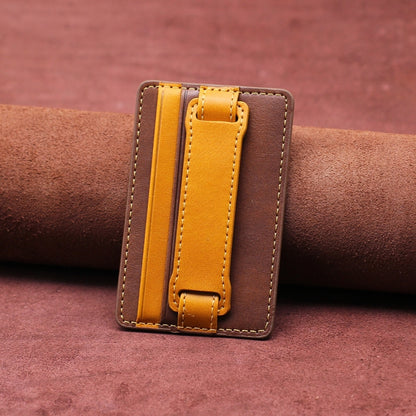 2 PCS Leather Phone Card Sleeve Back Sticker Wrist Pull Strap Holder, Card Sleeve Black, Card Sleeve Brown, Card Sleeve Blue, Card Sleeve Red