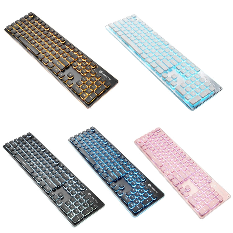LANGTU L1 104 Keys USB Home Office Film Luminous Wired Keyboard, Cable Length:1.6m, L1 White Light Black, L1 Ice Blue Light Black, L1 White Light Pink, L1 Orange Light Black, L1 Ice Blue Light Silver White