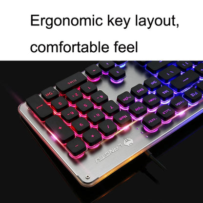 LANGTU L1 104 Keys USB Home Office Film Luminous Wired Keyboard, Cable Length:1.6m, L1 White Light Black, L1 Ice Blue Light Black, L1 White Light Pink, L1 Orange Light Black, L1 Ice Blue Light Silver White