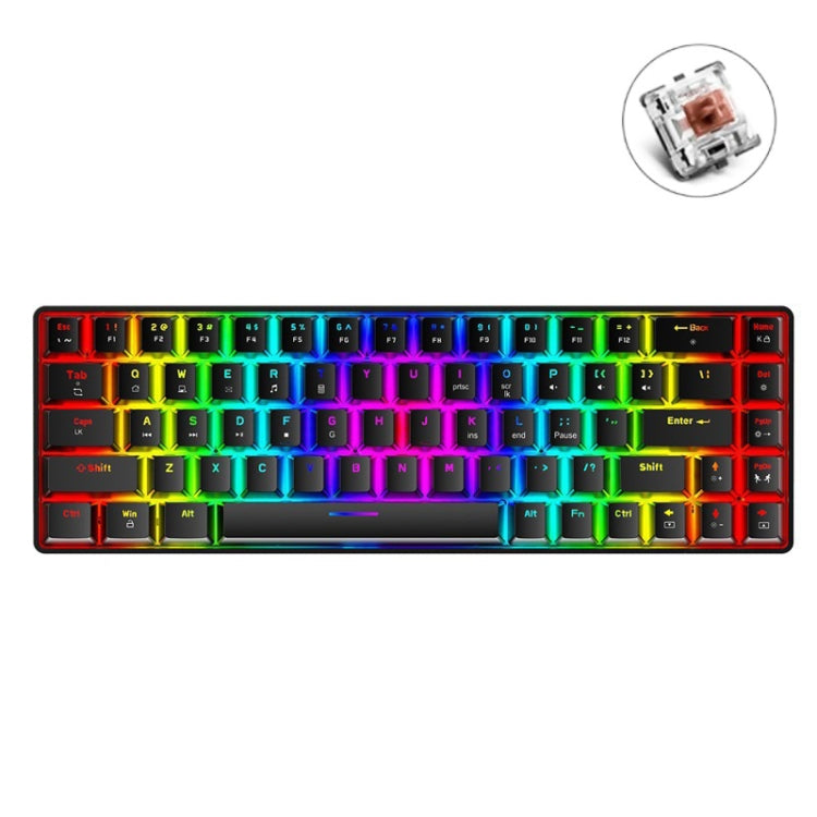 ZIYOU LANG T8 68 Keys RGB Luminous Gaming Mechanical Keyboard, Cable Length:1.6m, T8 White Green Shaft, T8 White Red Shaft, T8 Blue Green Shaft, T8 Pink Green Shaft, T8 Purple Green Shaft, T8 Black Green Shaft, T8 Black Tea Shaft