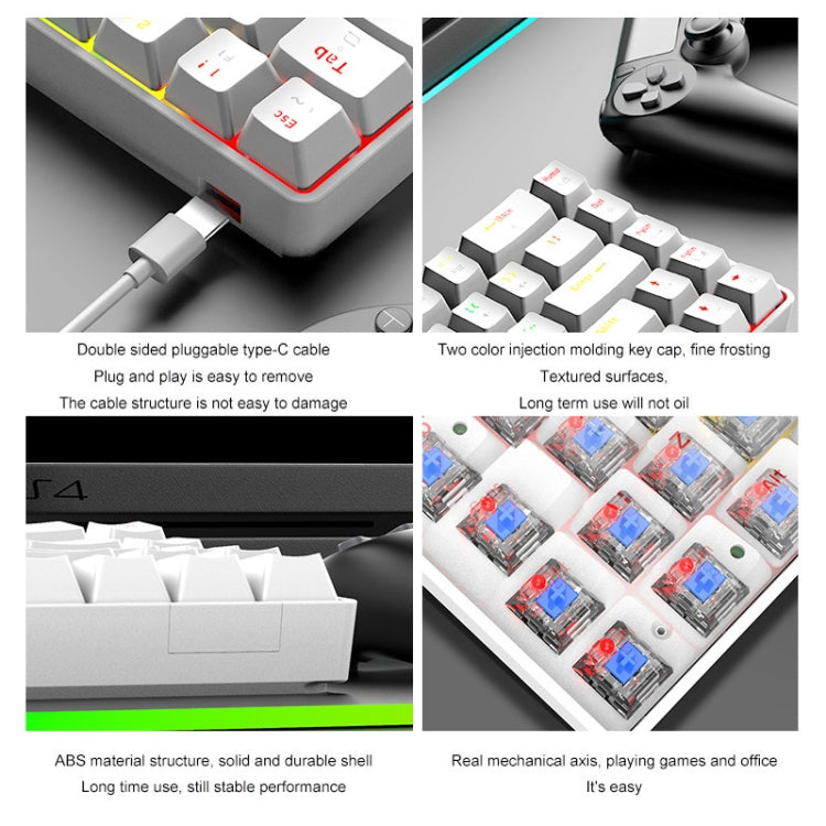 ZIYOU LANG T8 68 Keys RGB Luminous Gaming Mechanical Keyboard, Cable Length:1.6m, T8 White Green Shaft, T8 White Red Shaft, T8 Blue Green Shaft, T8 Pink Green Shaft, T8 Purple Green Shaft, T8 Black Green Shaft, T8 Black Tea Shaft