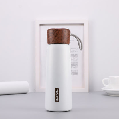 Delicate 304 Stainless Steel Wood Grain Thermos Cup, 400ml, 500ml