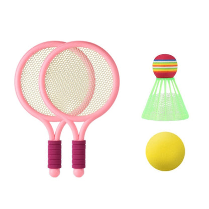 1 paire de raquettes de badminton/tennis pour enfants avec deux balles, bleu, rose, vert, bleu rose, rose vert