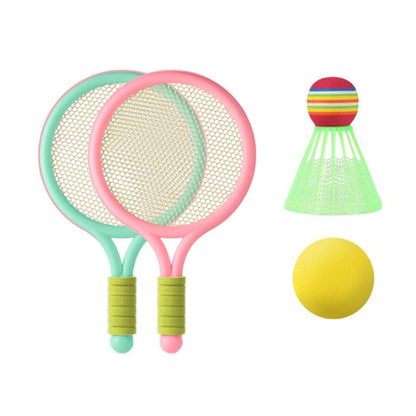 1 paire de raquettes de badminton/tennis pour enfants avec deux balles, bleu, rose, vert, bleu rose, rose vert
