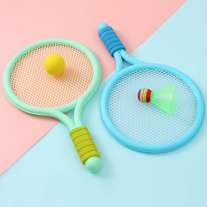 1 paire de raquettes de badminton/tennis pour enfants avec deux balles, bleu, rose, vert, bleu rose, rose vert