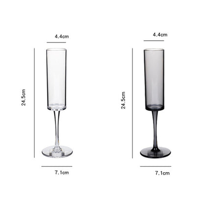 165ml Household Acrylic Champagne Glasses, Black, Transparent