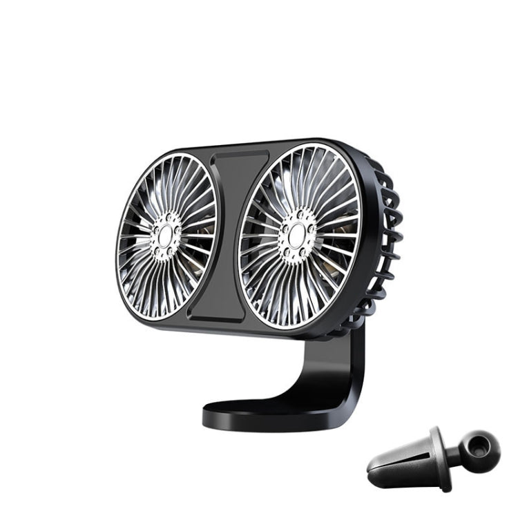 Ventilateur électrique de voiture F211 double tête avec LED, pour sortie d'air de voiture, tableau de bord, mini ventilateur USB, noir, rose, vert