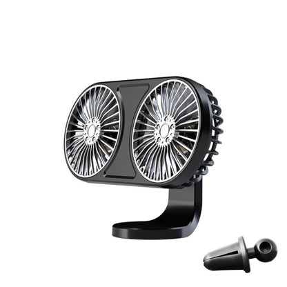 Ventilateur électrique de voiture F211 double tête avec LED, pour sortie d'air de voiture, tableau de bord, mini ventilateur USB, noir, rose, vert