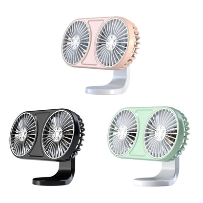 Ventilateur électrique de voiture F211 double tête avec LED, pour sortie d'air de voiture, tableau de bord, mini ventilateur USB, noir, rose, vert