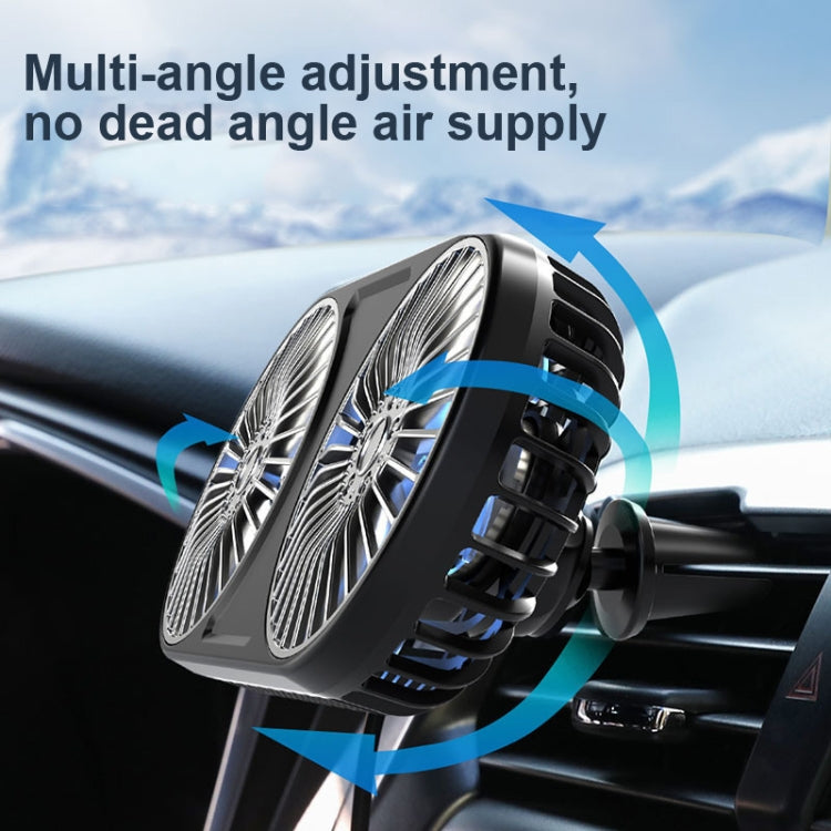 Ventilateur électrique de voiture F211 double tête avec LED, pour sortie d'air de voiture, tableau de bord, mini ventilateur USB, noir, rose, vert